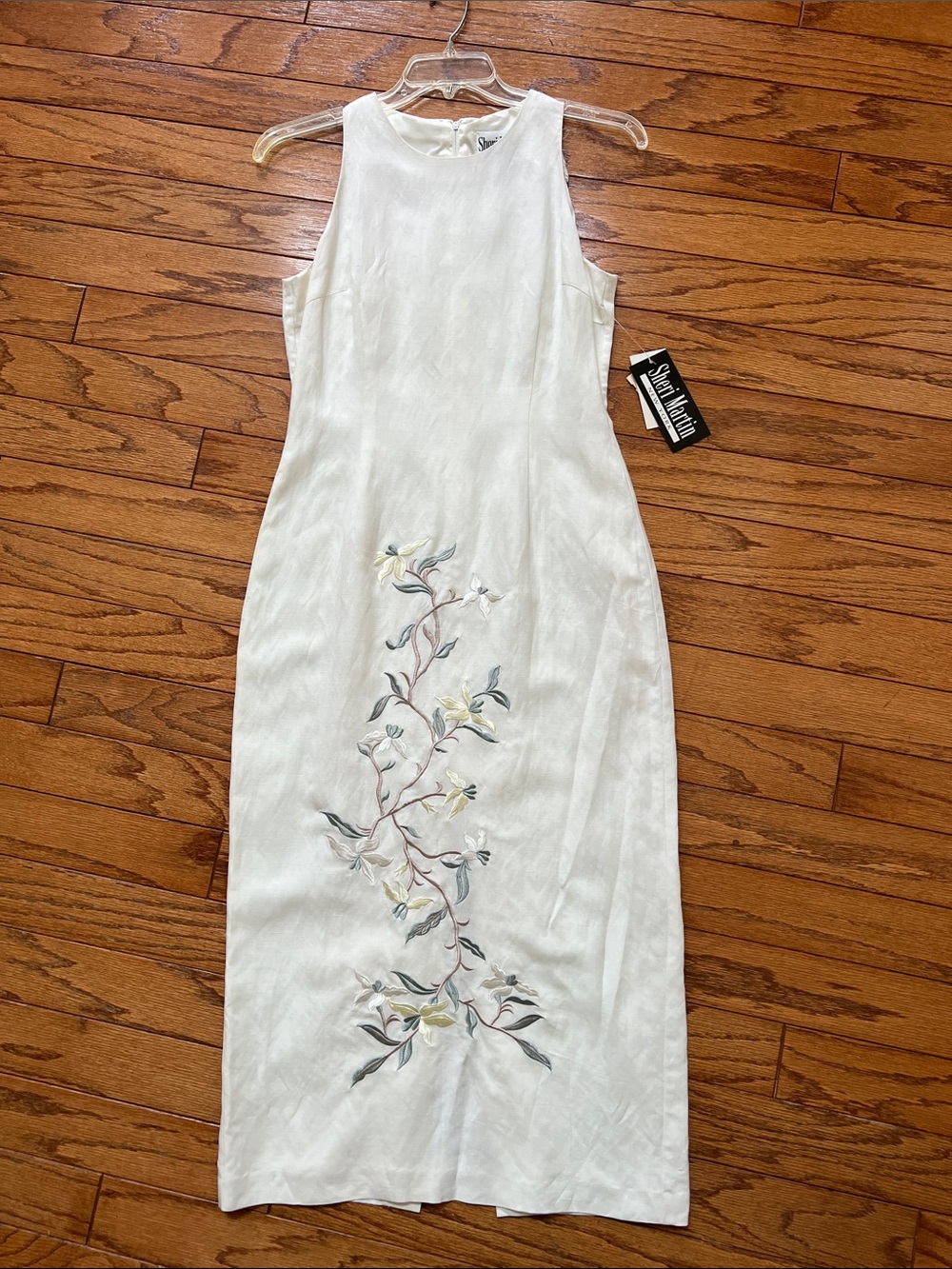 Sheri Martin Maxi Dress with Pastel Floral Embroidery